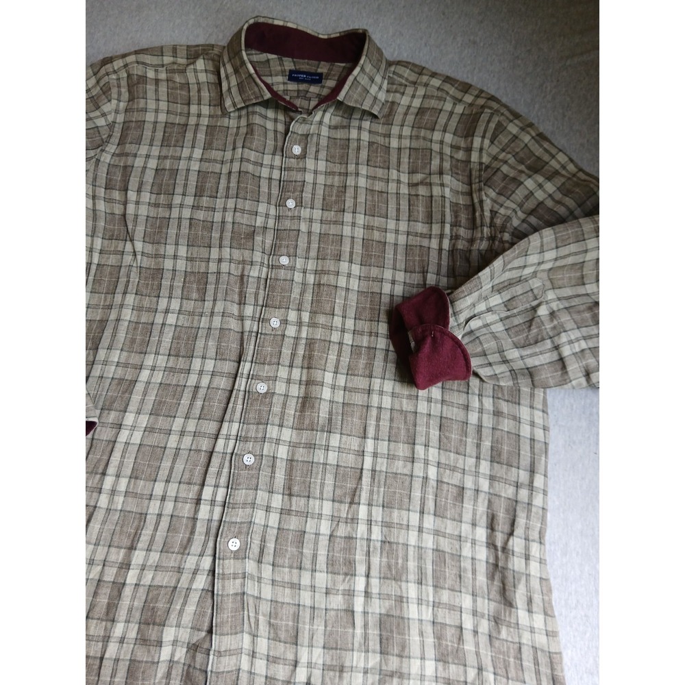 Proper Cloth Shirt XXL Linen Button Down Classic Preppy Blue Striped Casual